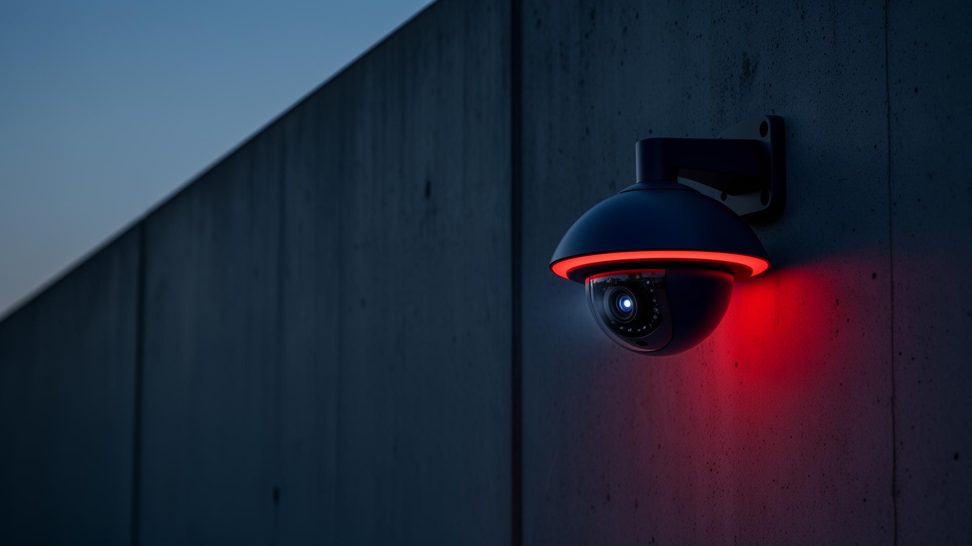 CCTV dome camera at dusk